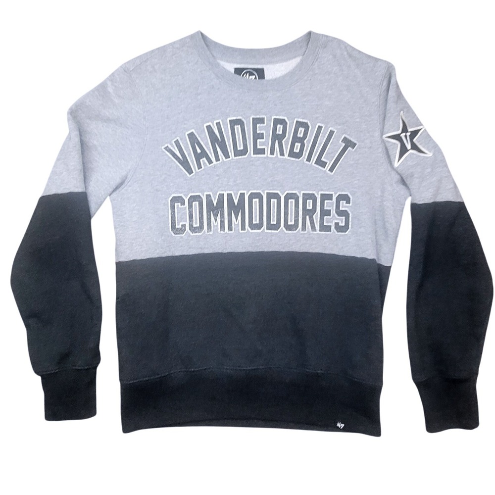 47 Brand Vanderbilt Commodores Mens Small Gray Colorblock‎ Crewneck Sweatshirt